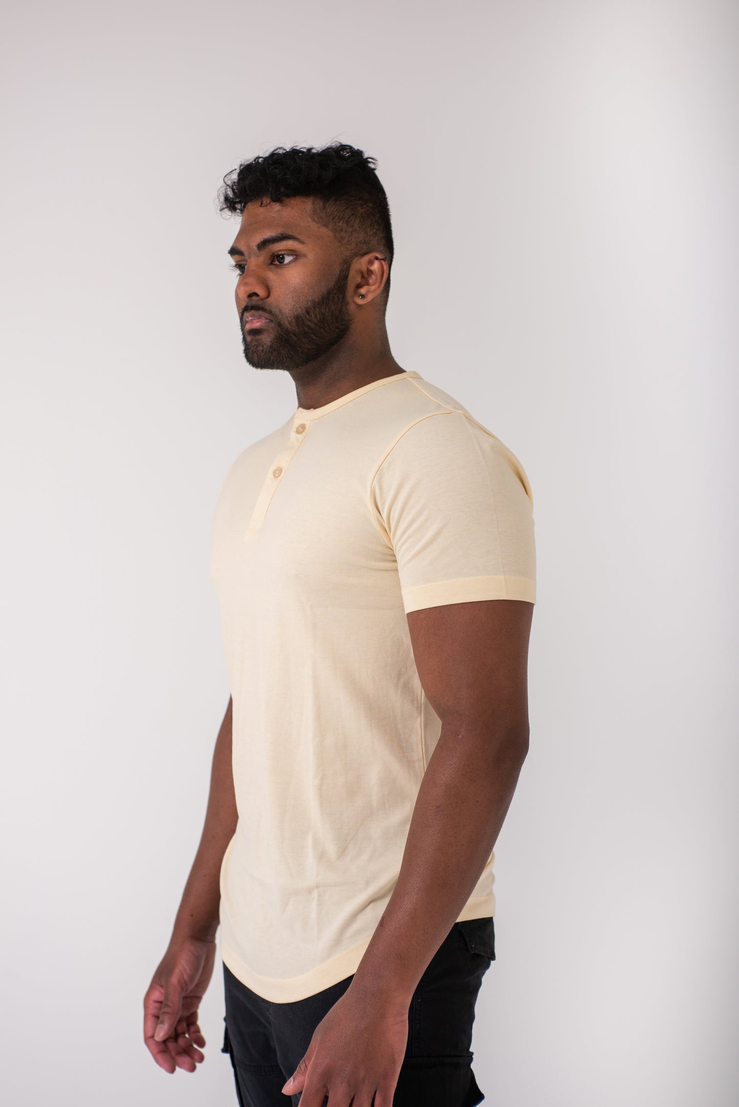 Yellow Mist Button Up Henley