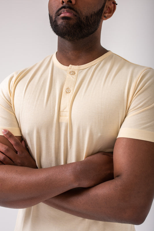 Yellow Mist Button Up Henley