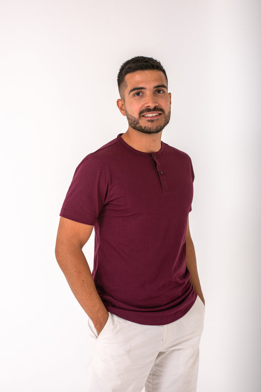 Red Wine Button Up Henley