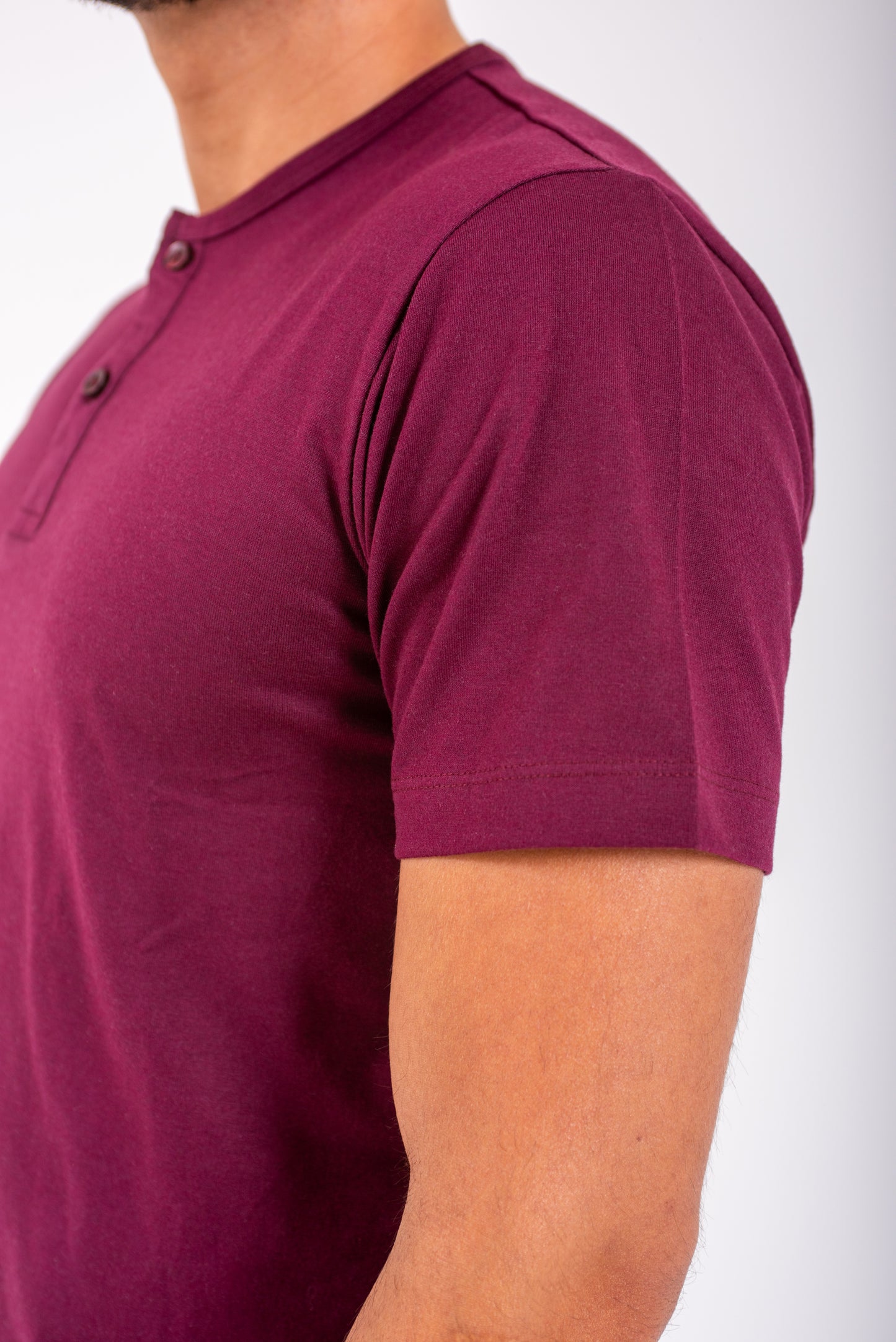 Red Wine Button Up Henley