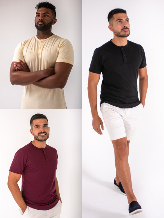 3-Pack Button Up Henley